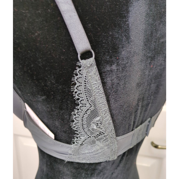 Women's Lace Push Up Light Lift Demi T Shirt Bra 38B Gray - Picture 4 of 7